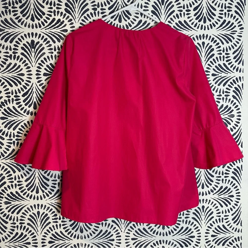 Tuckernuck Pomander Place Pink Cotton Bell Sleeve Blouse - Picture 3 of 11
